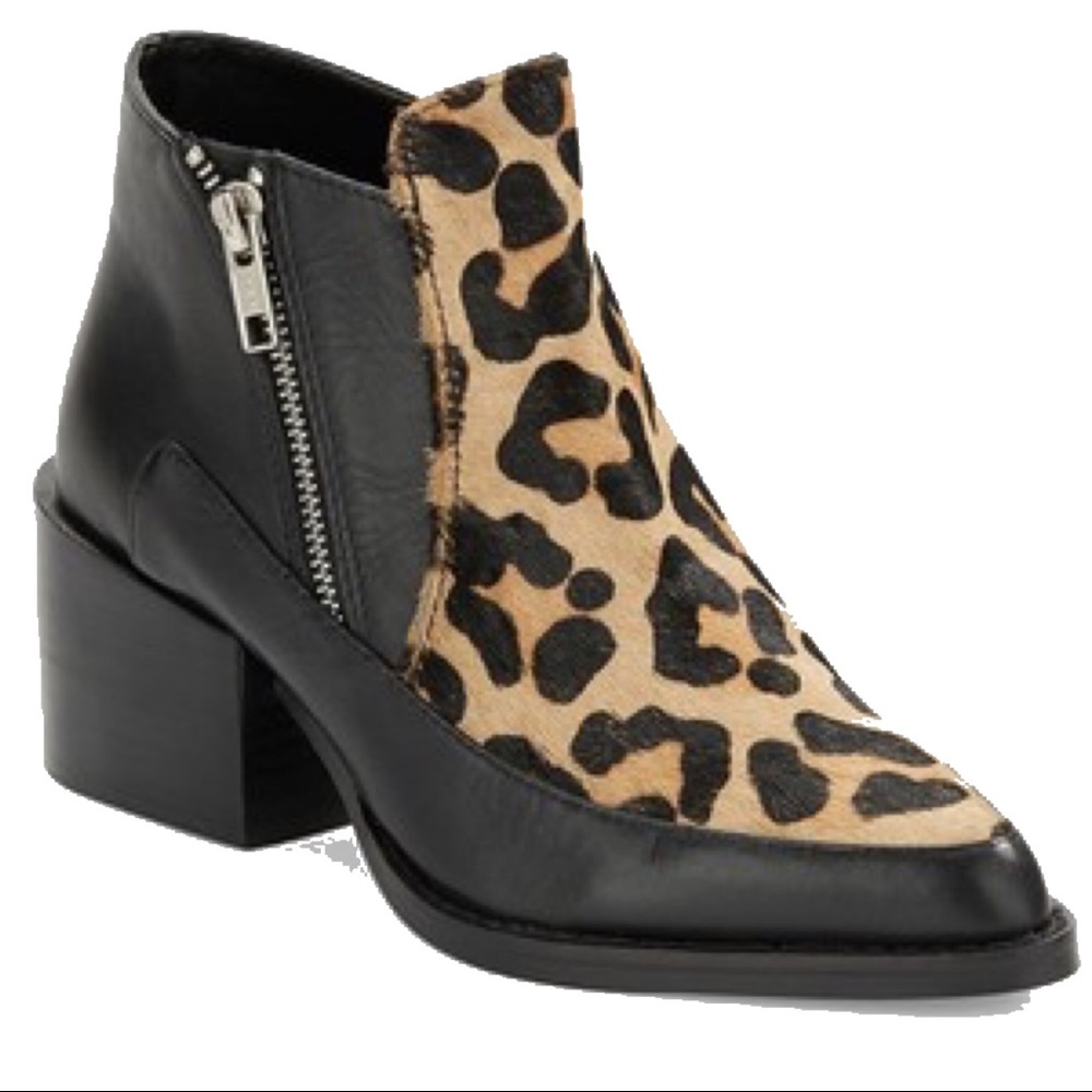 Cheetah print ankle boots.